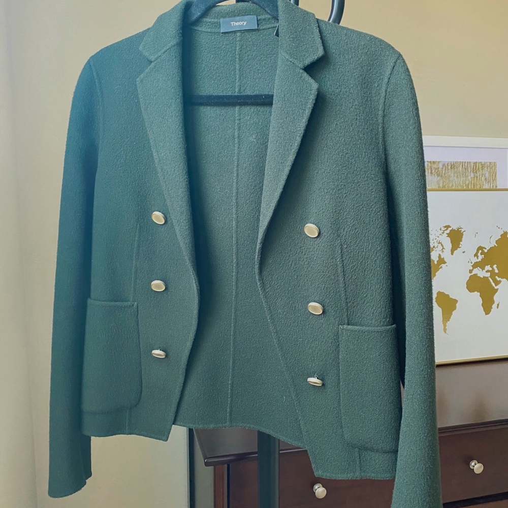 Theory Double Breasted Forest Green Wool Jacket 💚